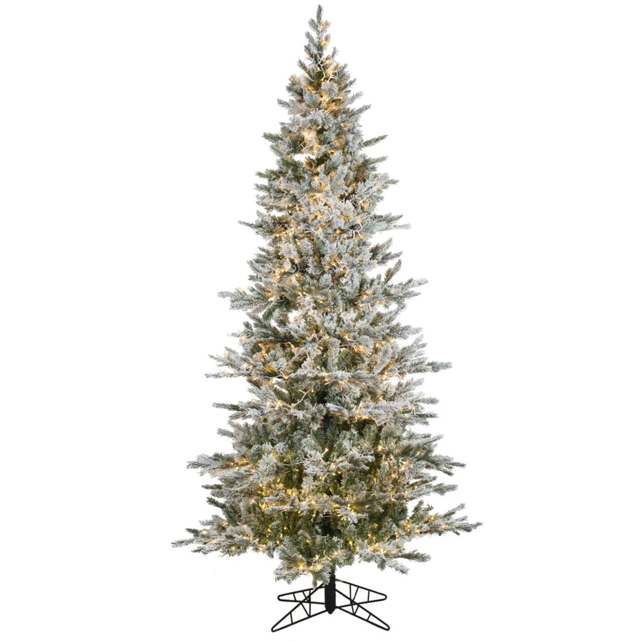 7.5ft. Pre-Lit Flocked Kiana Artificial Christmas Tree, White Low Voltage LED Lights
